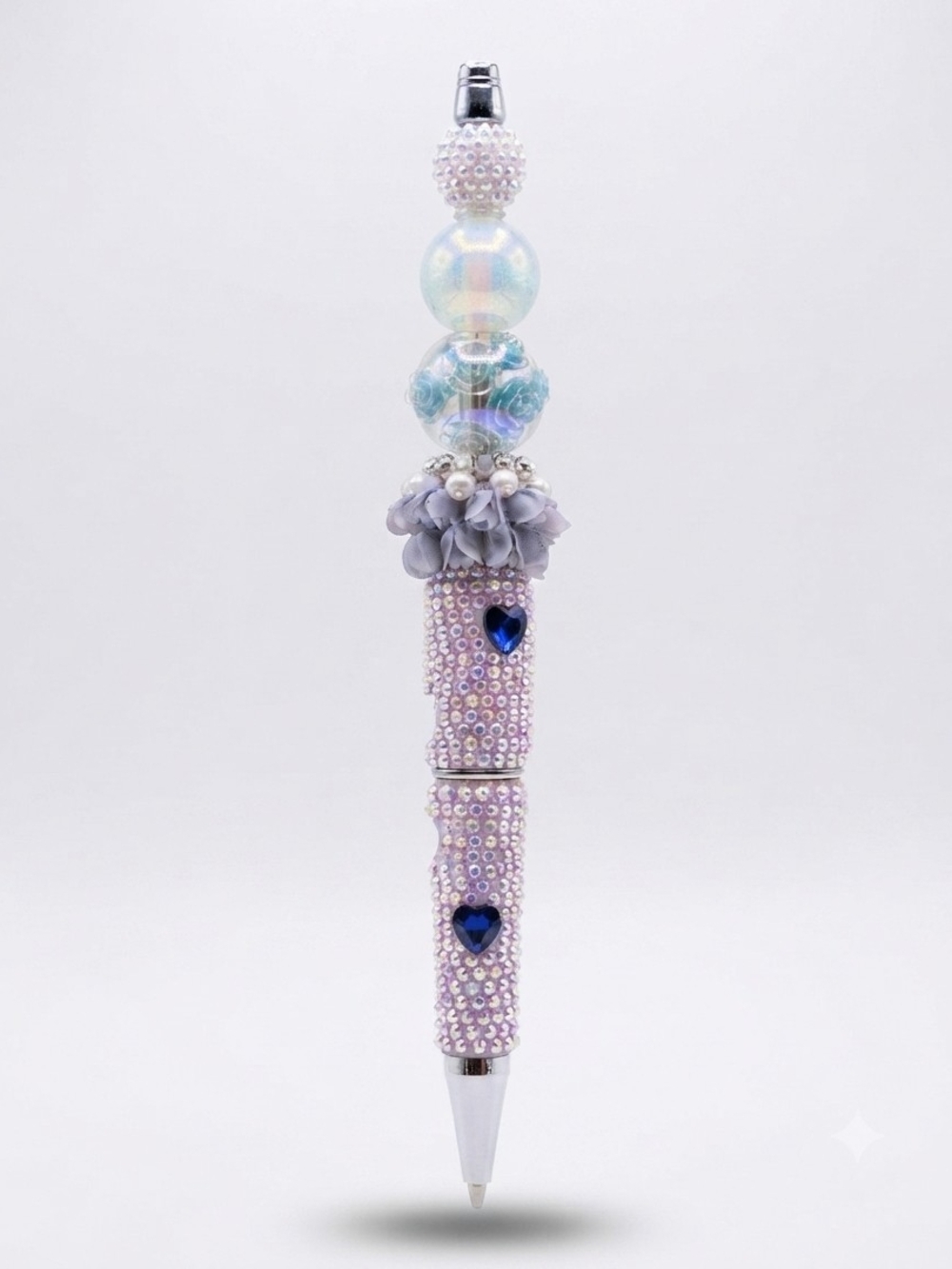 Fancy Beaded Pens Lavender Pearl Heart Beaded Pen
